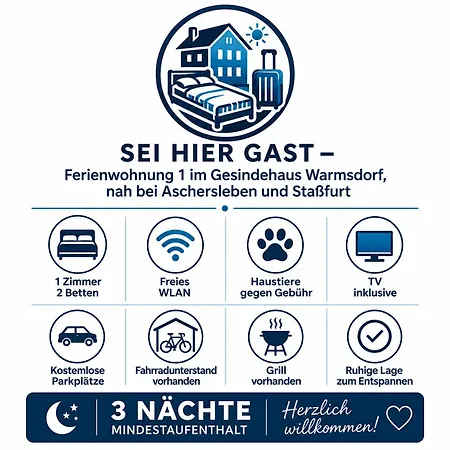Sei Hier Gast - 1 Im Gesindehaus Warmsdorf, Zentral Zwischen Aschersleben, Bernburg Und Stassfurt Apartment Gusten